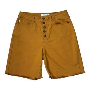 Judy‎ Blue High Rise Button Fly Denim Mustard Jean Shorts Stretch Women's Sz 29